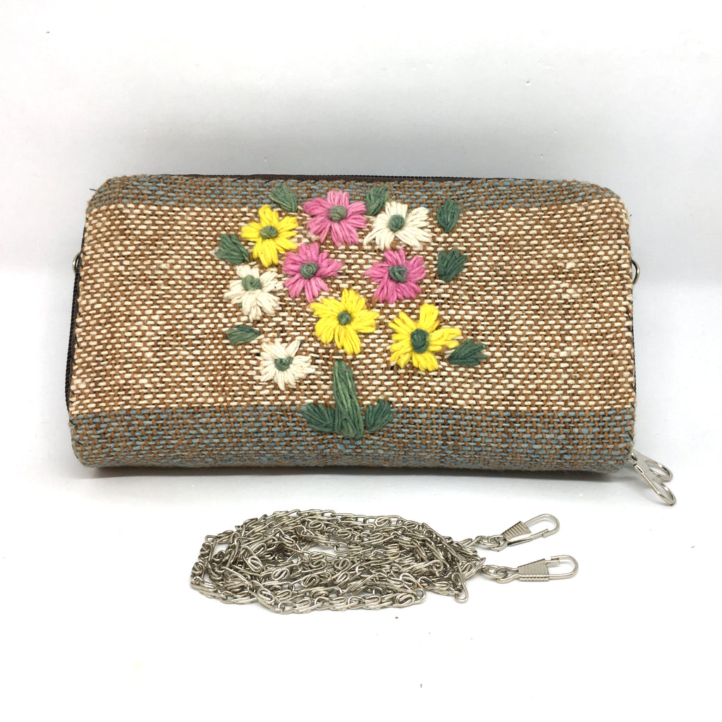 Handmade Natural Indigo Dye Two Zipper Purse with Removable Chain