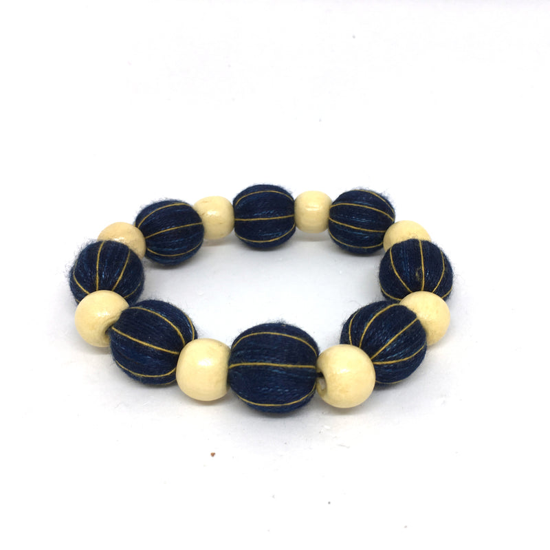 Handmade Natural Indigo Dye Elastic Bracelet