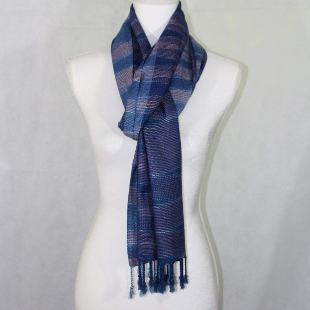 Indigo Dye Scarf Rayon Handmade Natural