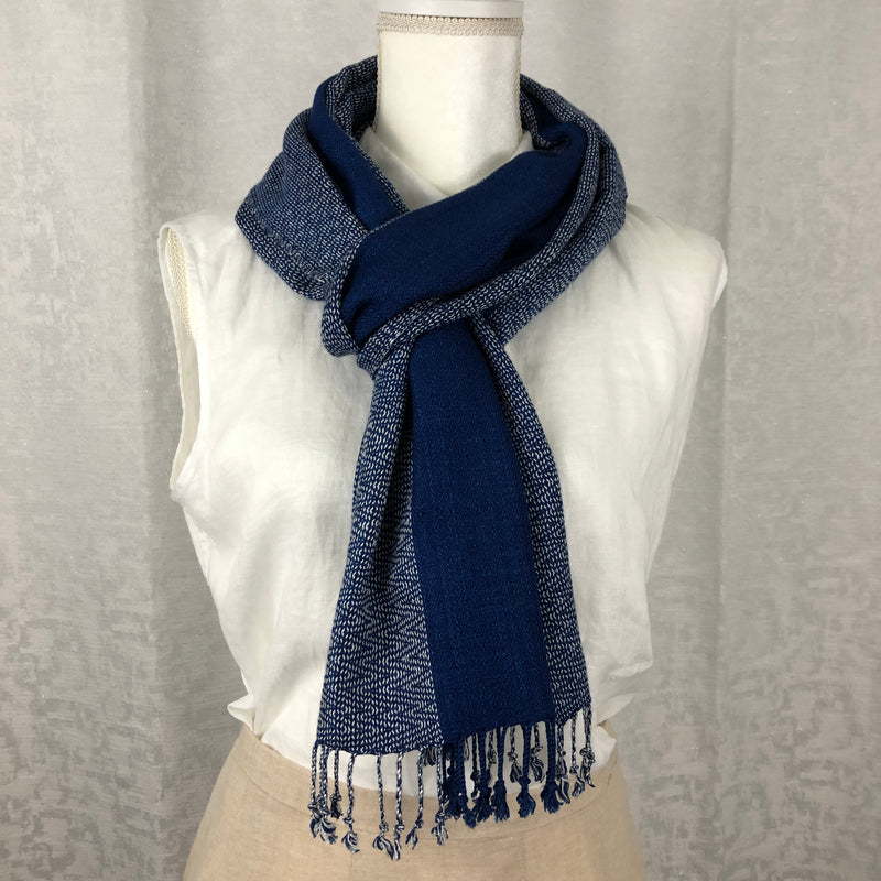 Indigo Tie Dyed Blue Rayon Scarf Handmade Hand Dyed with Natural Plant Dye #R01