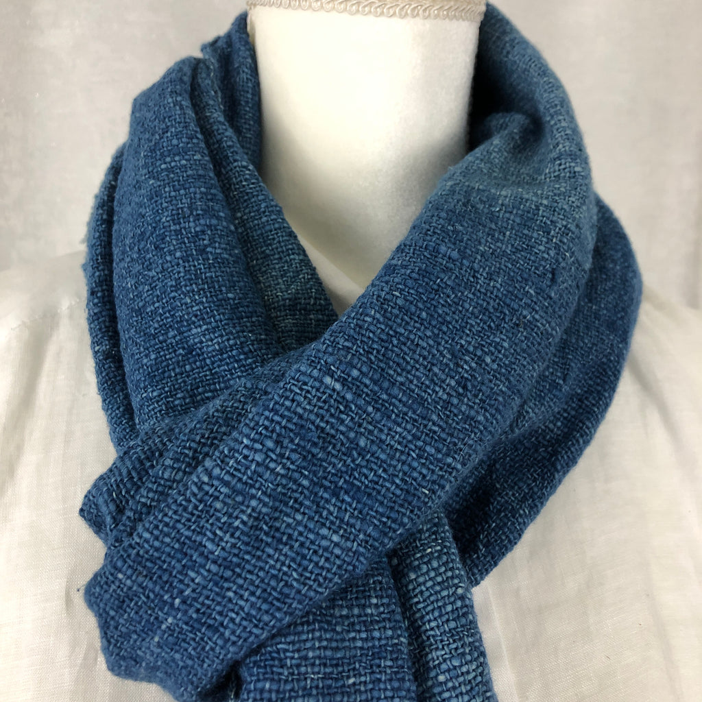 Indigo Tie Dyed Blue Cotton Scarf Handmade Hand Dyed with Natural Plant Dye #C04