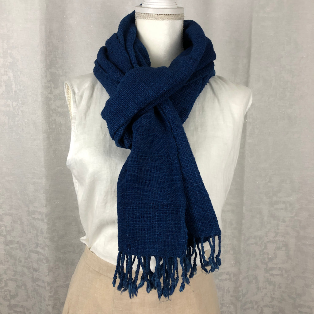Indigo Tie Dyed Blue Cotton Scarf Handmade Hand Dyed with Natural Plant Dye #C06