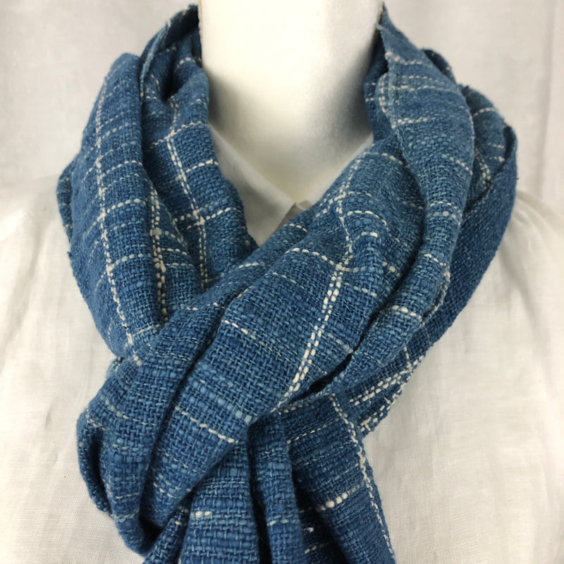 Indigo Tie Dyed Blue Cotton Scarf Handmade Hand Dyed with Natural Plant Dye #C07