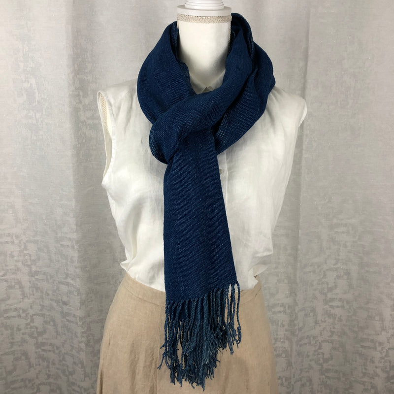 Indigo Tie Dyed Blue Cotton Scarf Handmade Hand Dyed with Natural Plant Dye #C08