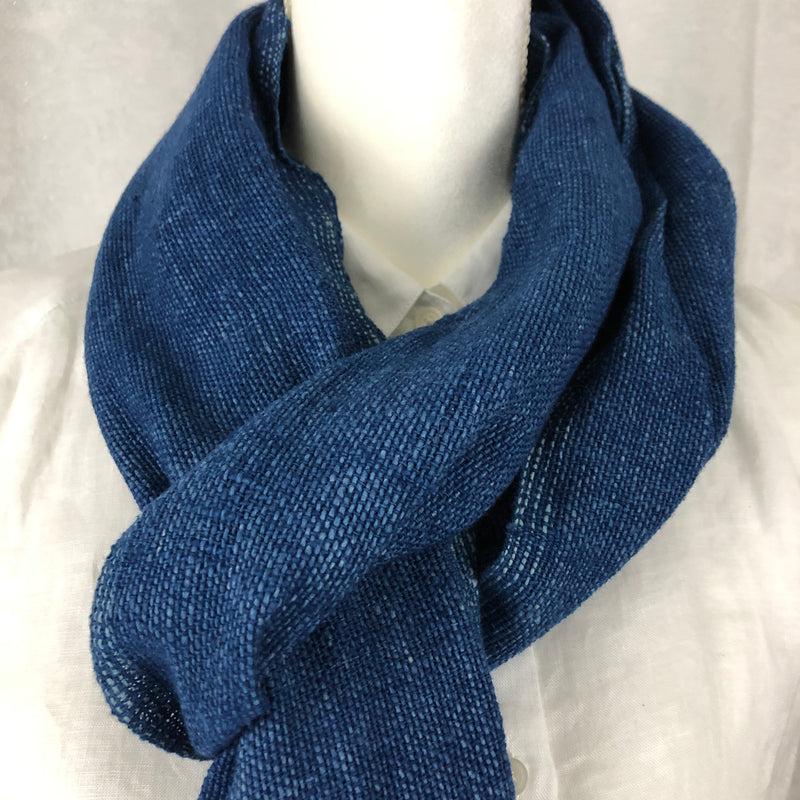 Indigo Tie Dyed Blue Cotton Scarf Handmade Hand Dyed with Natural Plant Dye #C08