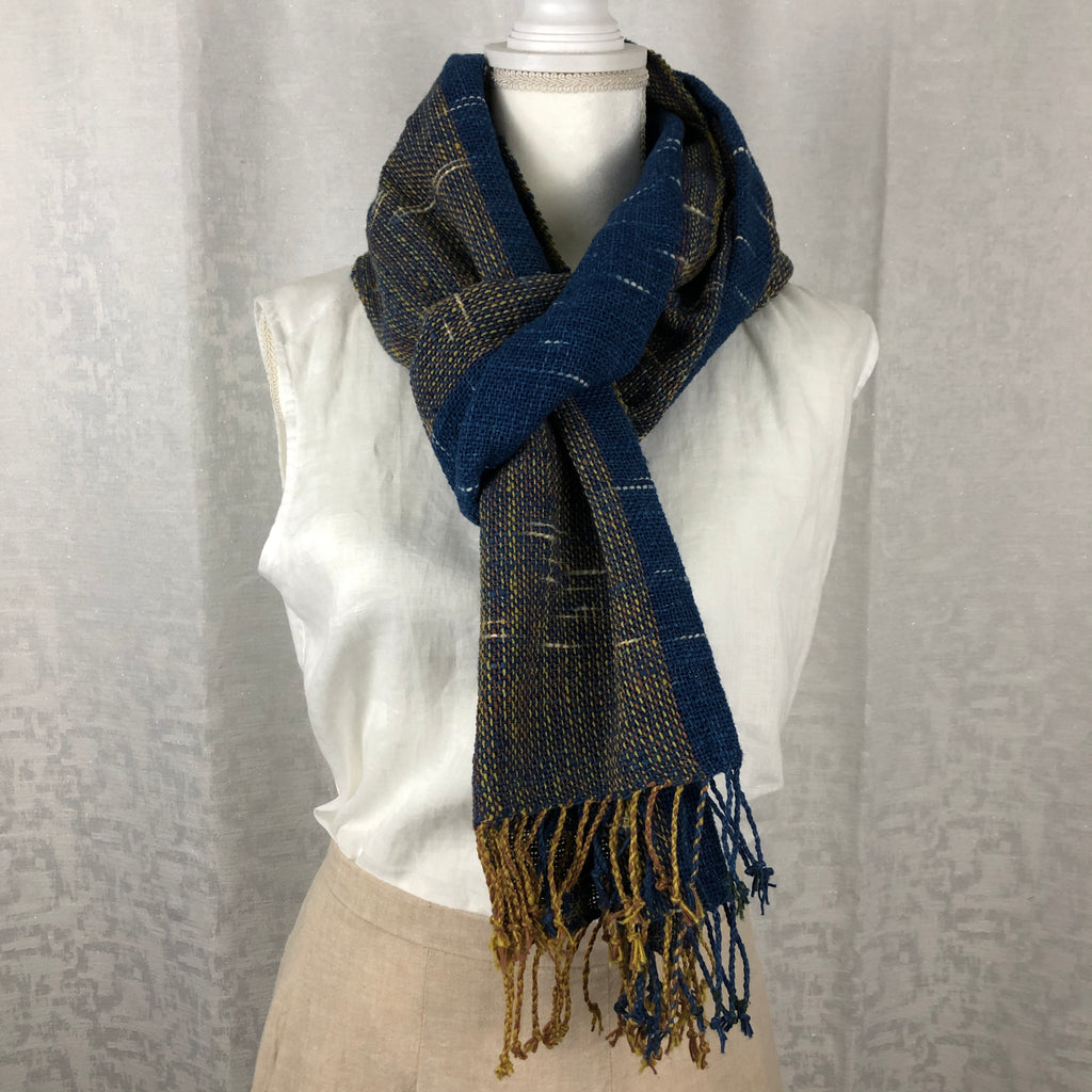 Indigo Tie Dyed Cotton Scarf Handmade Hand Dyed with Natural Plant Dye #C10