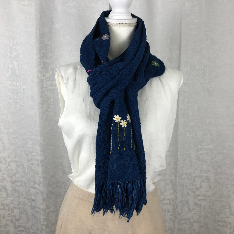 Indigo Tie Dyed Blue Cotton Scarf Handmade Hand Dyed with Natural Plant Dye #C11