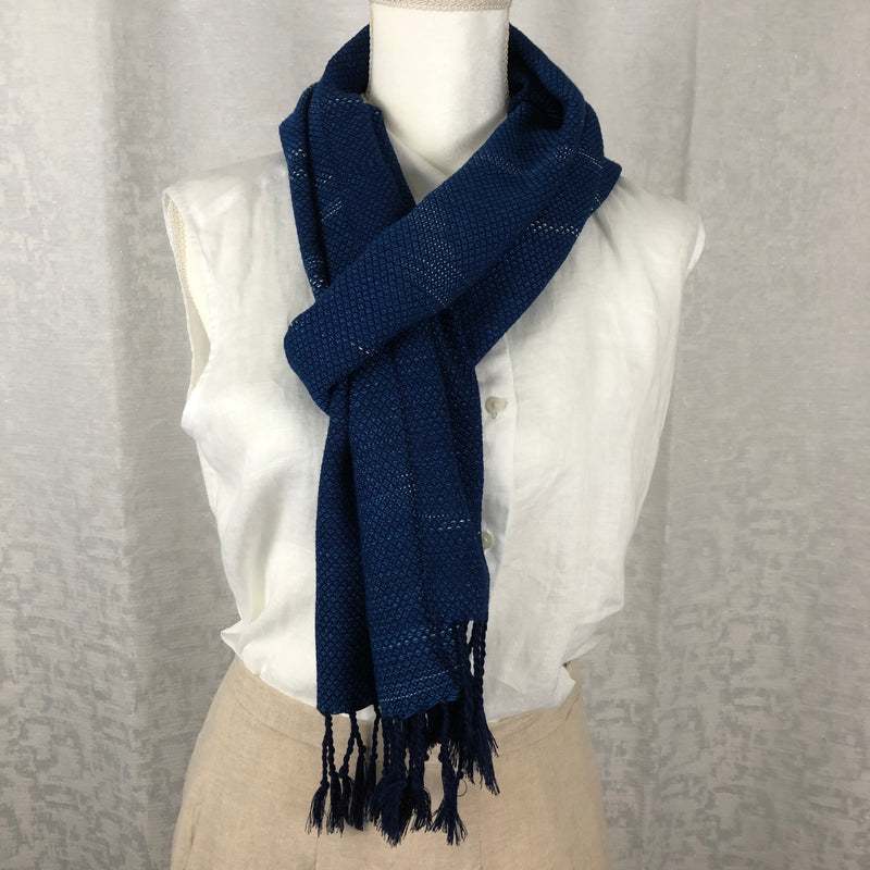 Indigo Tie Dyed Blue Rayon Scarf Handmade Hand Dyed with Natural Plant Dye #R04