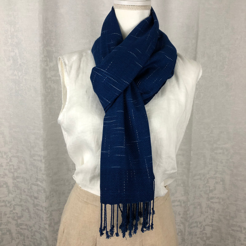 Indigo Tie Dyed Blue Rayon Scarf Handmade Hand Dyed with Natural Plant Dye #R06