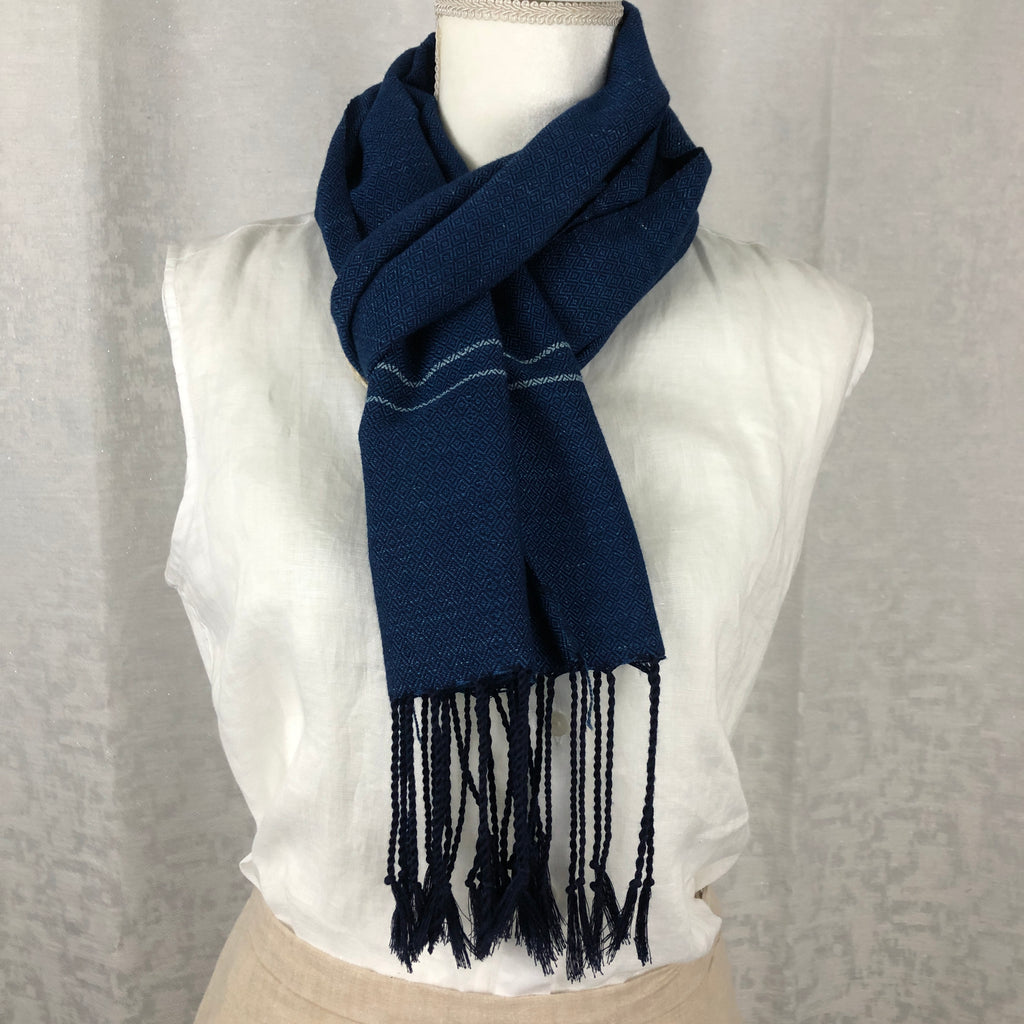 Indigo Tie Dyed Blue Rayon Scarf Handmade Hand Dyed with Natural Plant Dye #R08