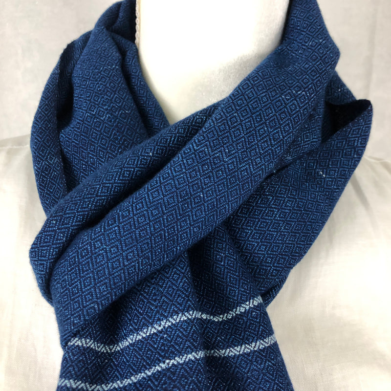 Indigo Tie Dyed Blue Rayon Scarf Handmade Hand Dyed with Natural Plant Dye #R08