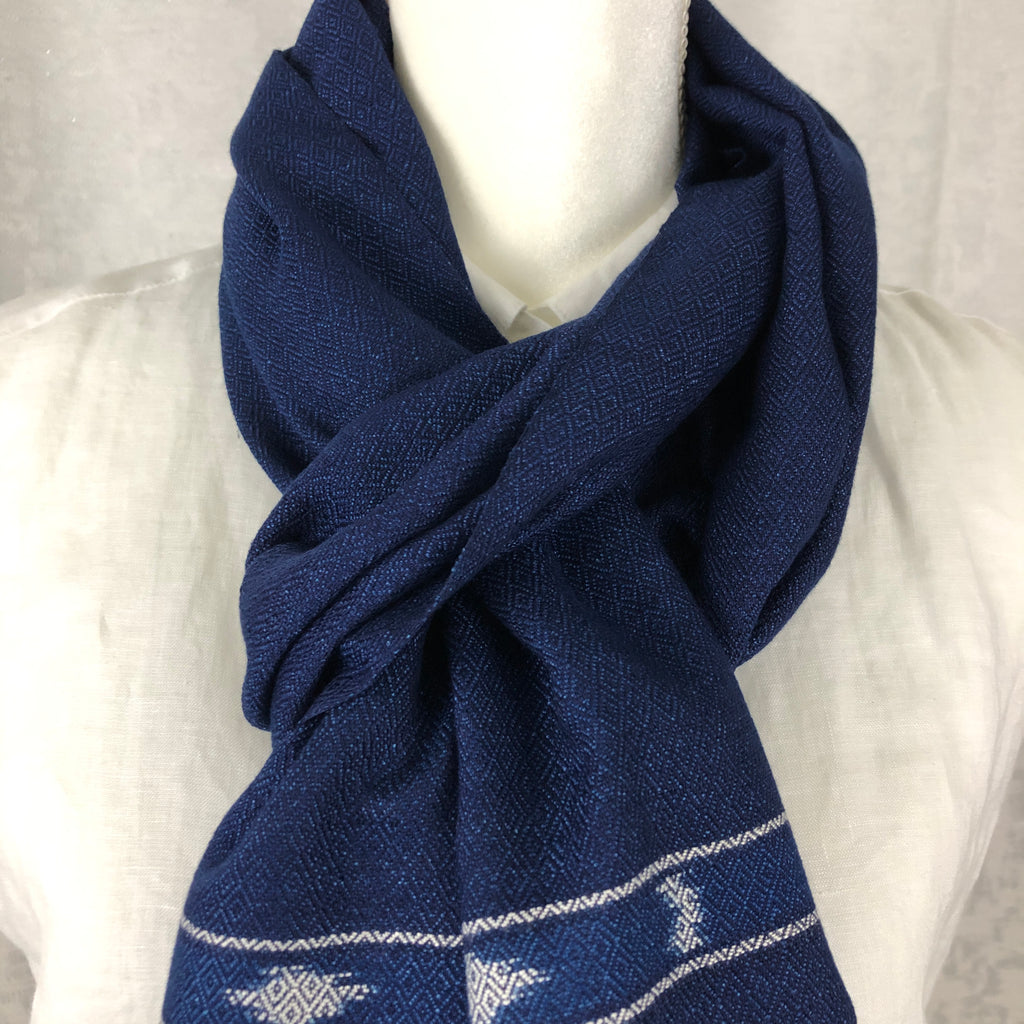 Indigo Tie Dyed Blue Rayon Scarf Handmade Hand Dyed with Natural Plant Dye #R09