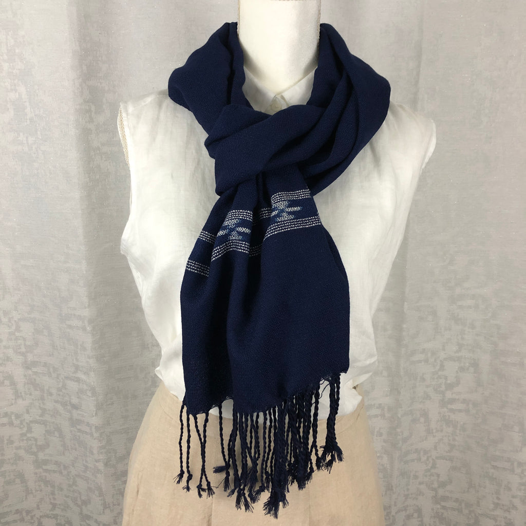 Indigo Tie Dyed Blue Rayon Scarf Handmade Hand Dyed with Natural Plant Dye #R10