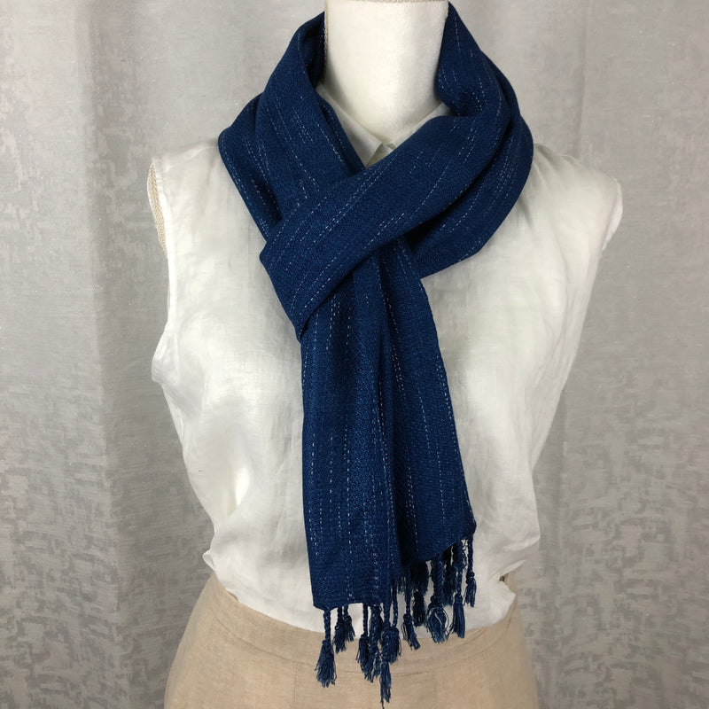 Indigo Tie Dyed Blue Rayon Scarf Handmade Hand Dyed with Natural Plant Dye #R12