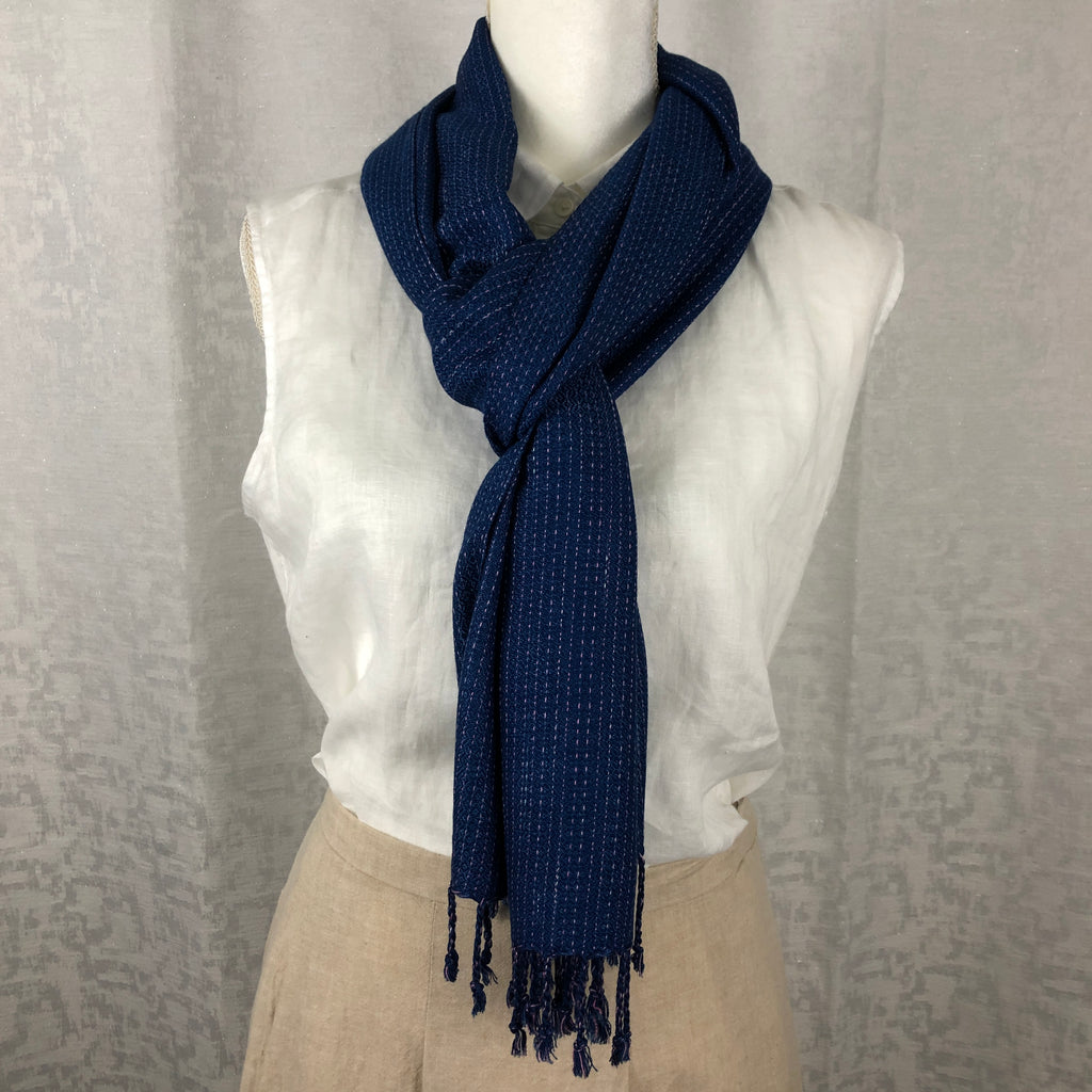 Indigo Tie Dyed Blue Rayon Scarf Handmade Hand Dyed with Natural Plant Dye #R13
