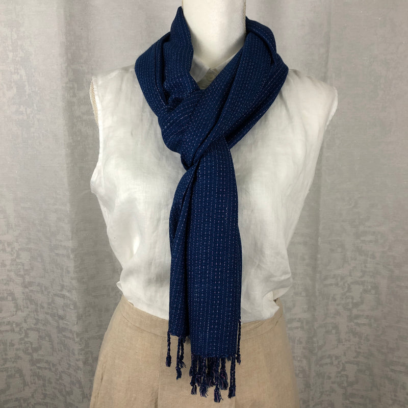 Indigo Tie Dyed Blue Rayon Scarf Handmade Hand Dyed with Natural Plant Dye #R13